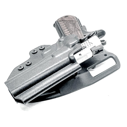1911 4.25" Commander Light Duty & Competition Outside Waistband (OWB) holster for Ruger, Kimber, S&W, & Rock Island pistols. Adjustable retention, Made in USA
