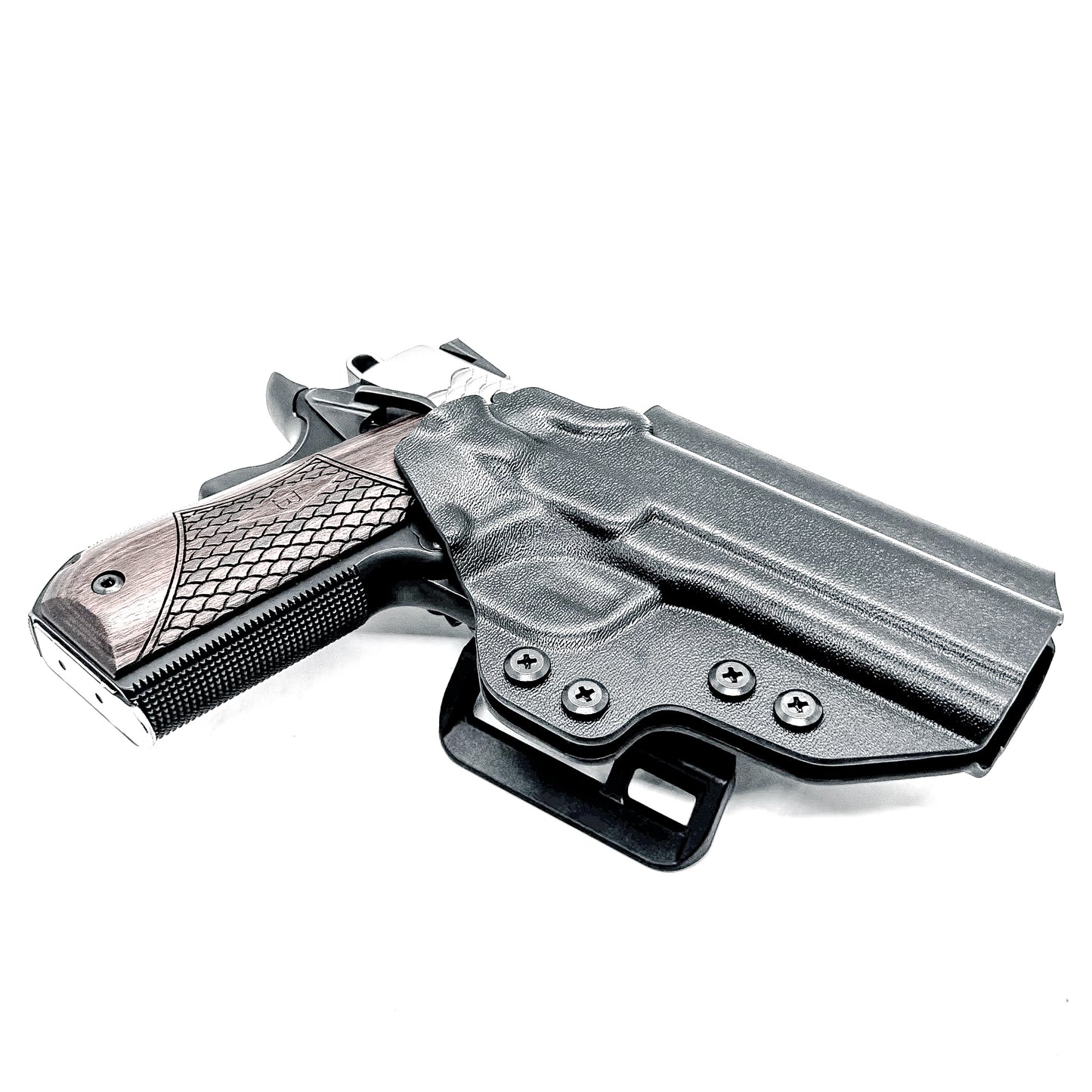 4.25" 1911 Outside Waistband (OWB) Holster, adjustable retention, open muzzle, high sweat shield, .093" thick material, Made in USA. (Ruger, S&W, Rock Island)
