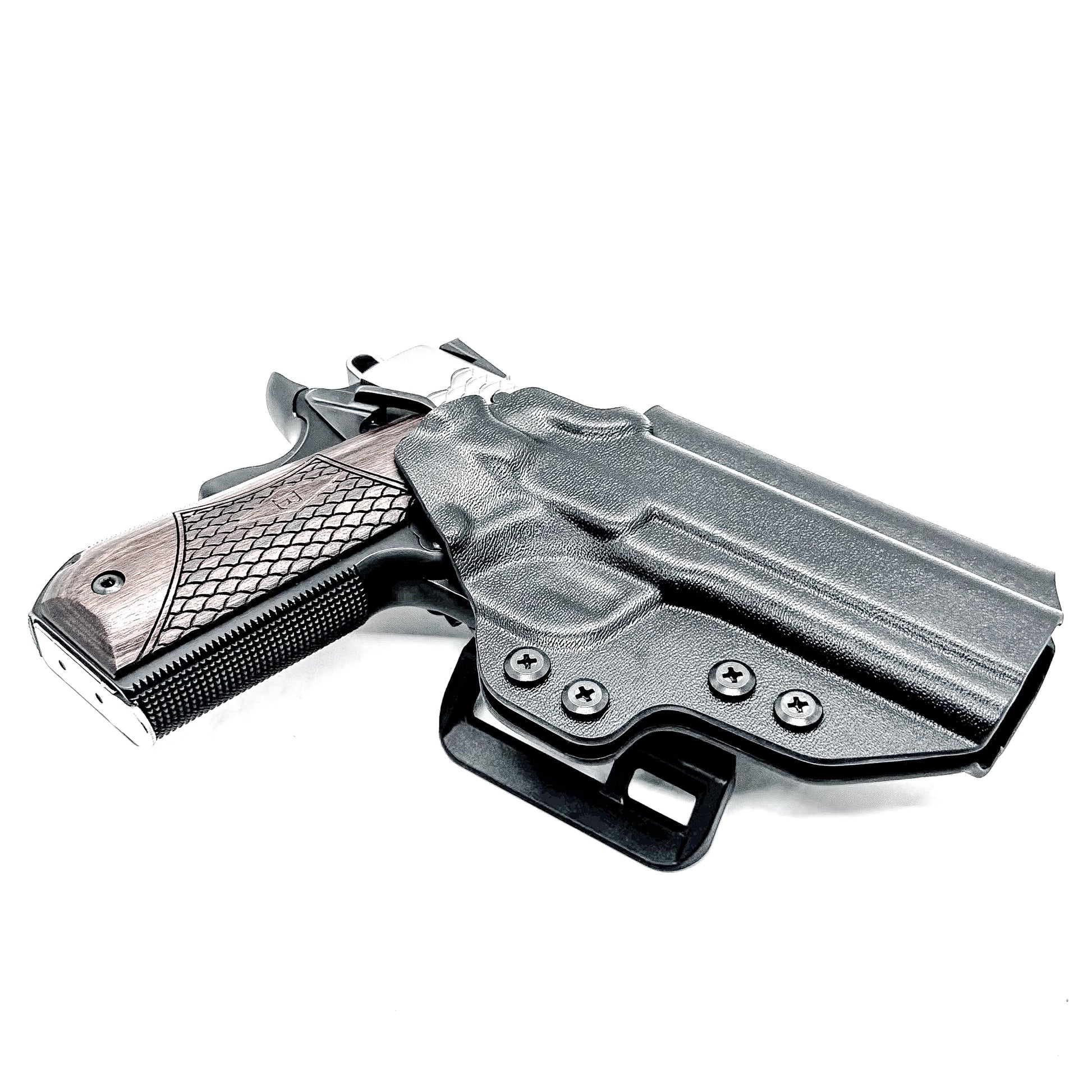 4.25" 1911 Outside Waistband (OWB) Holster, adjustable retention, open muzzle, high sweat shield, .093" thick material, Made in USA. (Ruger, S&W, Rock Island)