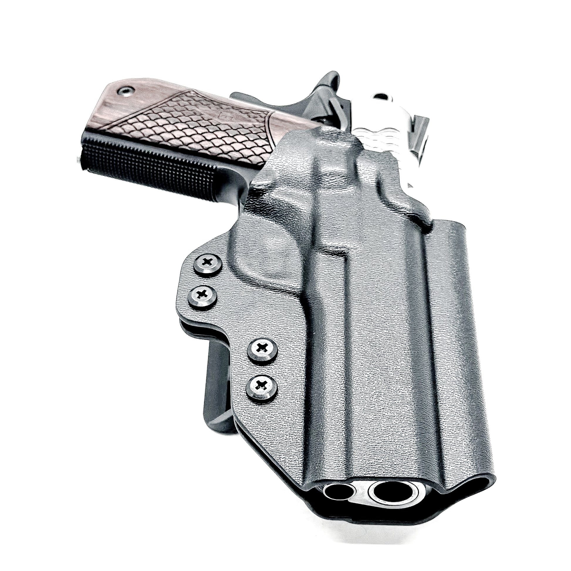 4.25" 1911 Outside Waistband (OWB) Holster, adjustable retention, open muzzle, high sweat shield, .093" thick material, Made in USA. (Ruger, S&W, Rock Island)