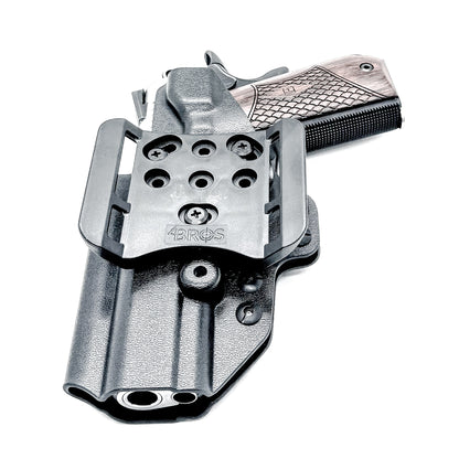 4.25" 1911 Outside Waistband (OWB) Holster, adjustable retention, open muzzle, high sweat shield, .093" thick material, Made in USA. (Ruger, S&W, Rock Island)