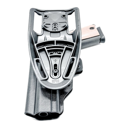G.I. 1911 Duty & Competition OWB holster fits 5" Ruger, Kimber, S&W, Rock Island. .093" thermoplastic, adjustable retention, hanger compatible, Made in USA.