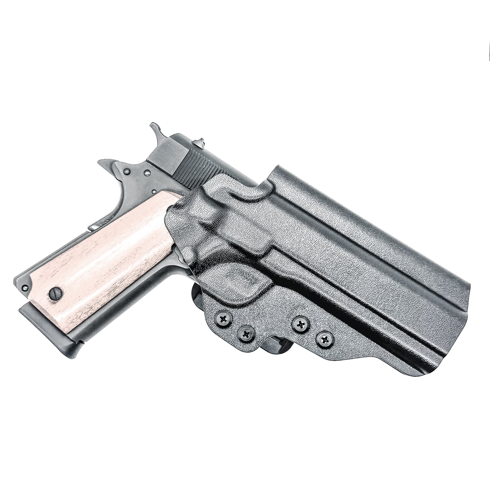 G.I. Style 1911 Outside Waistband (OWB) Holster in black with 4BROS 1.5" Belt Slide.