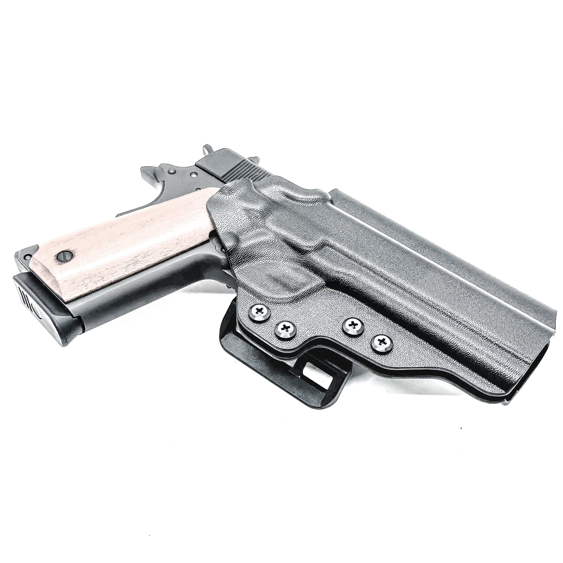 G.I. Style 1911 Outside Waistband (OWB) Holster in black with 4BROS 1.5" Belt Slide.
