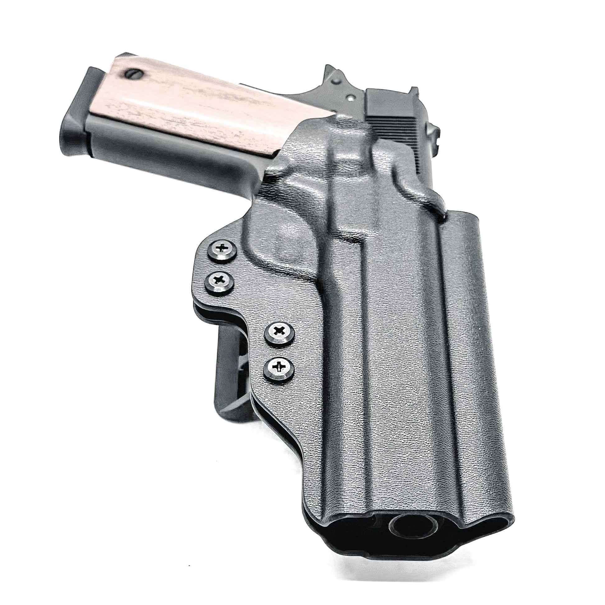 G.I. Style 1911 Outside Waistband (OWB) Holster in black with 4BROS 1.5" Belt Slide.