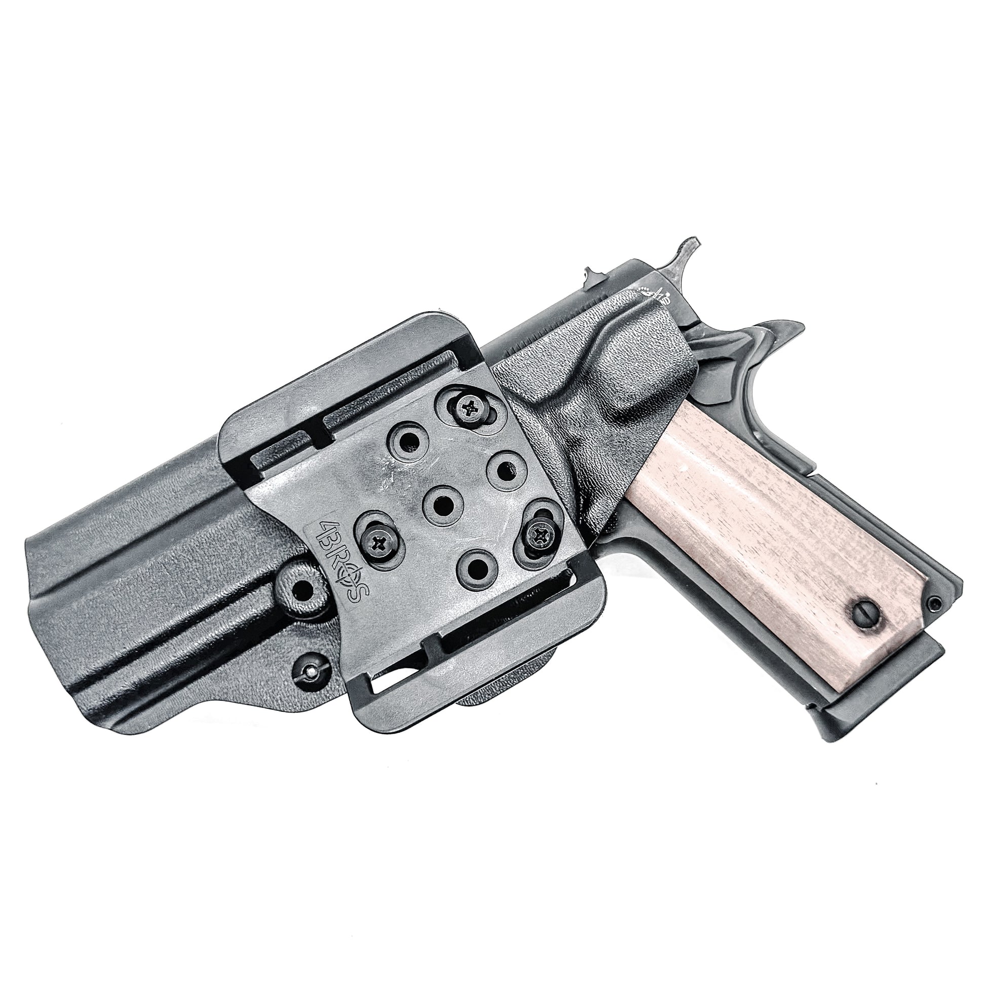 G.I. Style 1911 Outside Waistband (OWB) Holster in black with 4BROS 1.5" Belt Slide.