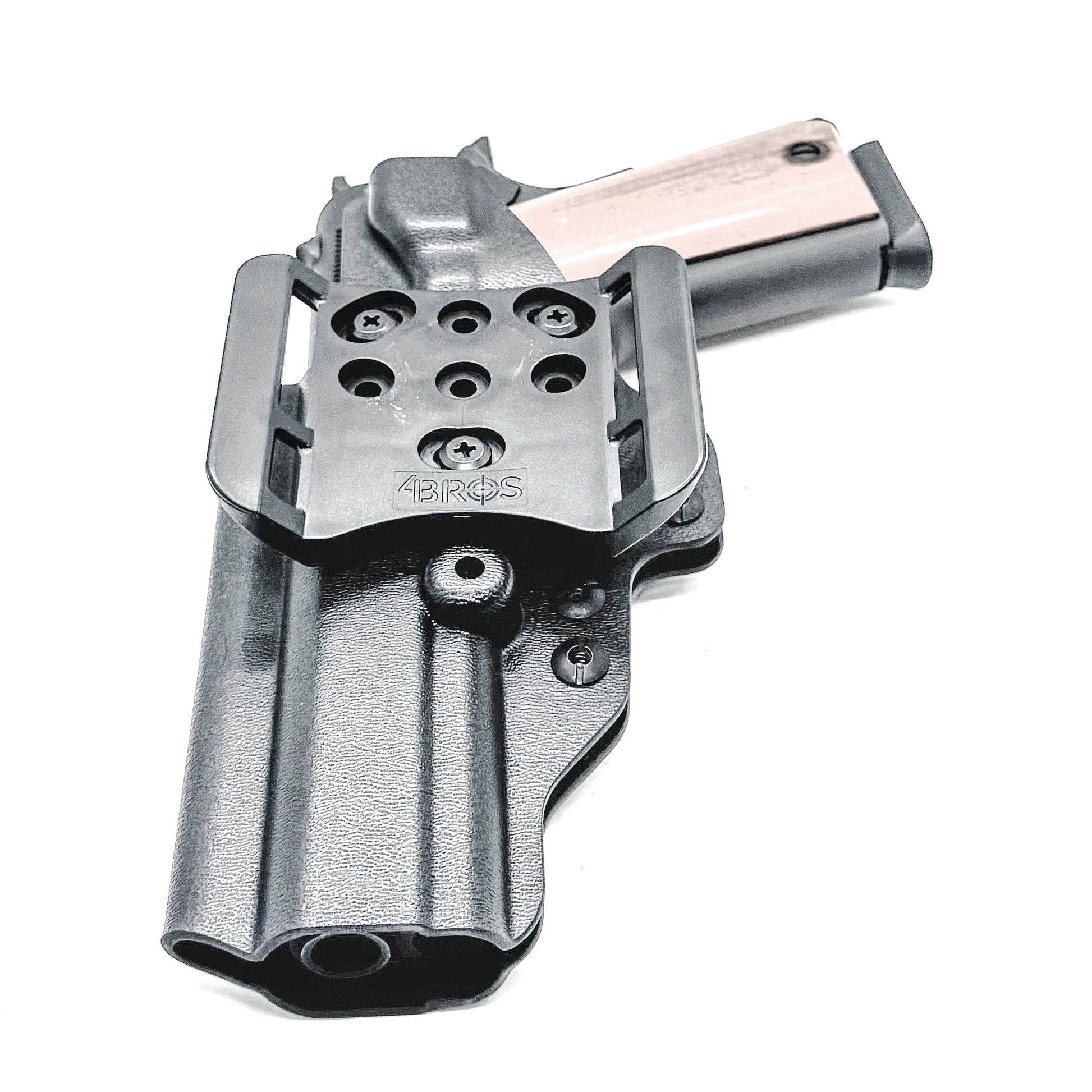 G.I. Style 1911 Outside Waistband (OWB) Holster in black with 4BROS 1.5" Belt Slide.