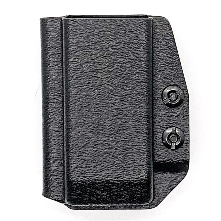 For the Best, most durable, Kydex IWB AIWB appendix inside waistband magazine pouch carrier or holster for the 2011 mags, shop Four Brothers Holsters. Suitable for belt widths of 1 1/2" Adjustable retention, cant, and ride height. Proudly made in the USA.  Appendix Carry IWB Carrier Holster