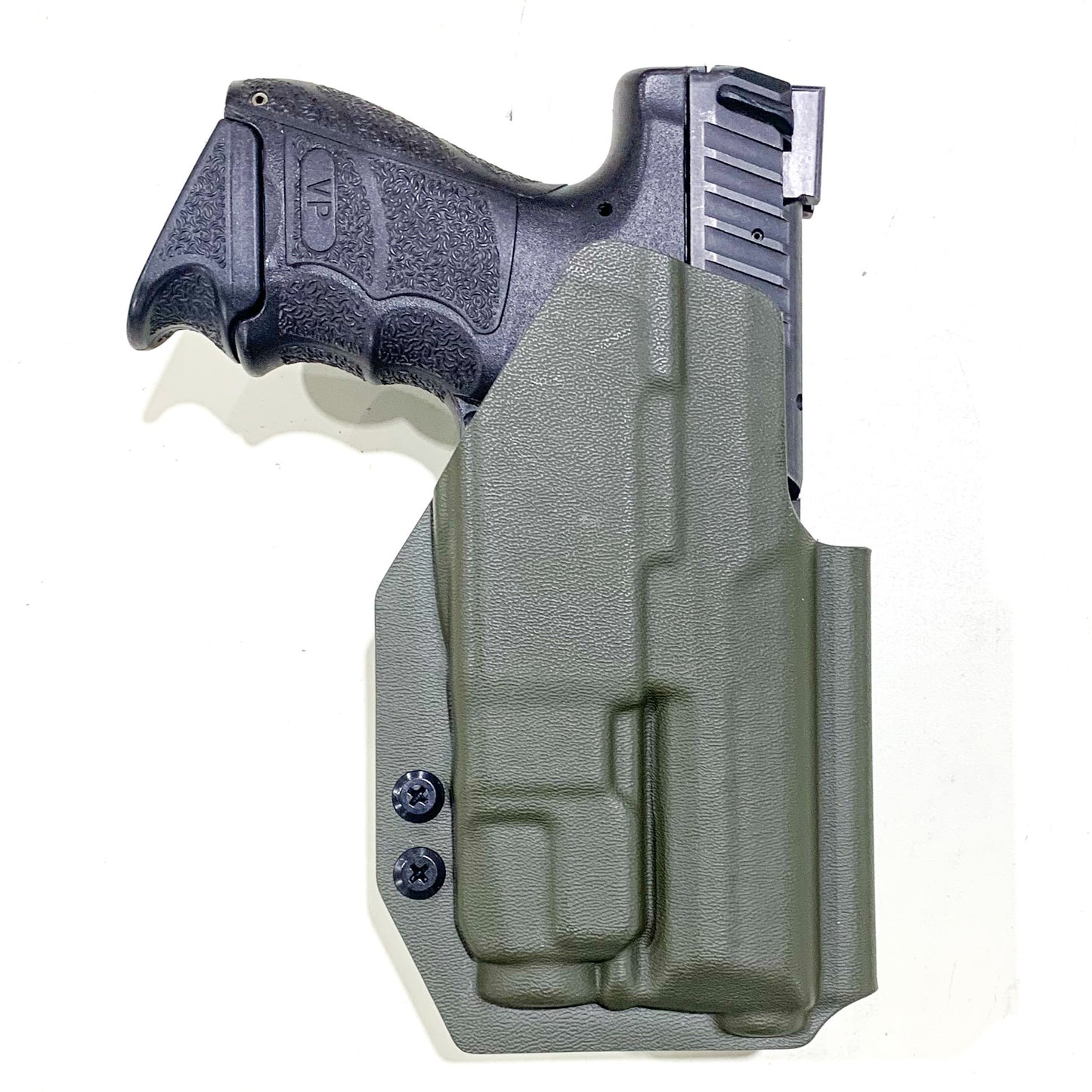 For the best Outside Waistband OWB Holster designed to fit the Heckler & Koch H&K VP9 or VP9SK pistol with Streamlight TLR-7X, TLR-7 X, & TLR-7 A, shop Four Brothers 4BROS holsters. Full sweat guard, adjustable retention, profile cut for red dot sights. Smooth edges for comfort and concealment. Made in the USA.

