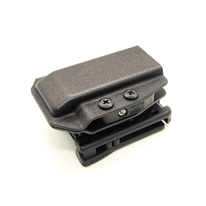 For the best, most comfortable, and rugged Kydex OWB Outside Waistband magazine pouch for Smith & Wesson M&P 9mm & 40 shop Four Brothers Holsters.  Suitable for belt widths of 1 1/2", 1 3/4". 2" & 2 1/2" Adjustable retention and cant outside waist carrier holster Sig P320, Glock 9mm & 40, H&K, Ruger, Walther, S&W, FN