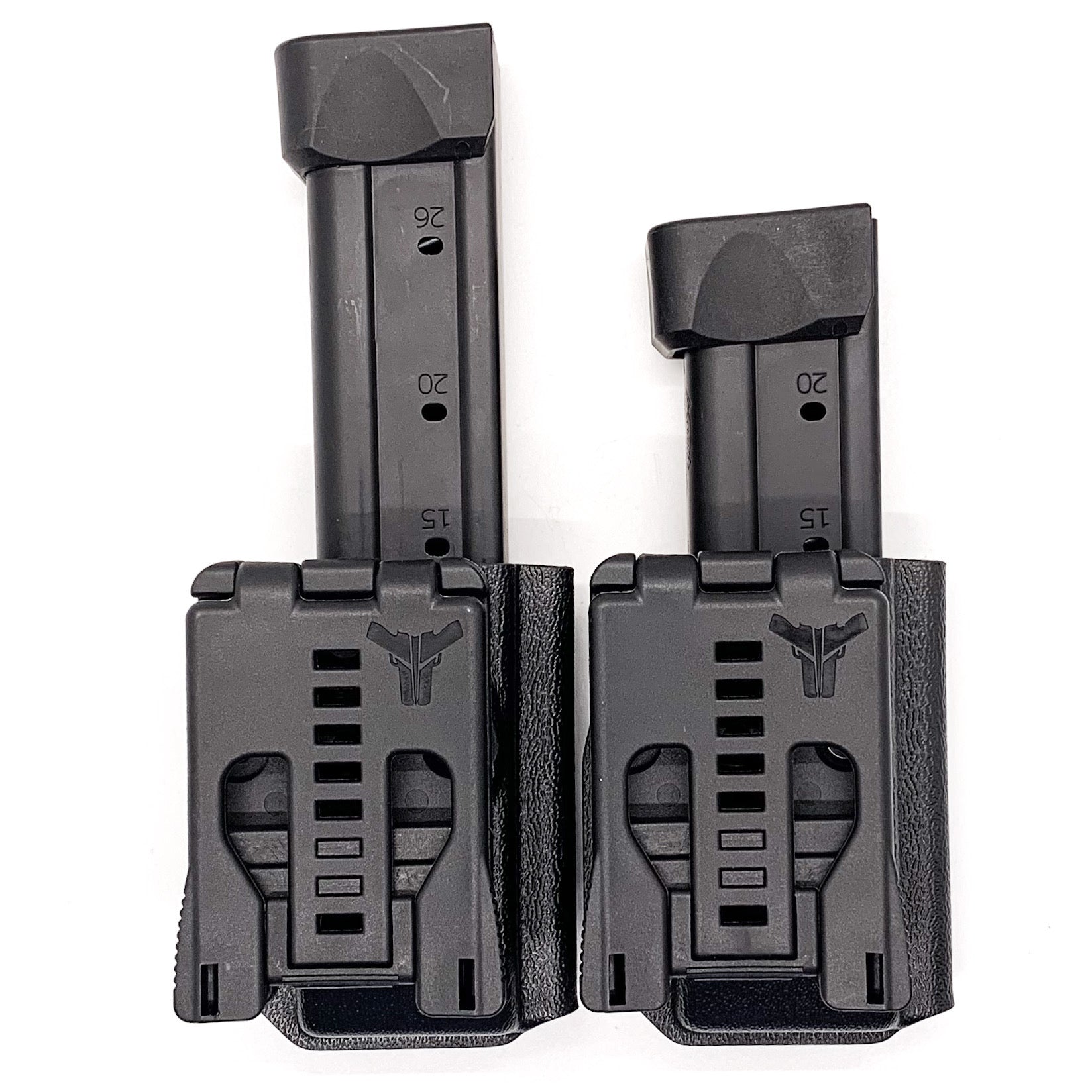 For the Best OWB Outside Waistband Kydex Magazine Pouch designed to fit the Springfield Armory Prodigy Magazine, shop Four Brothers Holsters. Suitable for belt widths of 1 1/2", 1 3/4". 2" & 2 1/2" Adjustable retention and cant outside waist carrier holster. Will allow bullets forward & bullets back orientation.