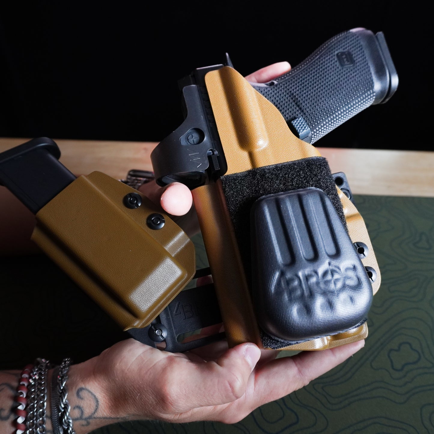4Bros Holster Wedge installed on an appendix carry holster worn Inside Waistband