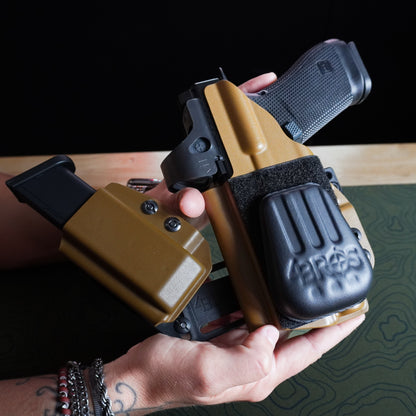 4Bros Holster Wedge installed on an appendix carry holster worn Inside Waistband