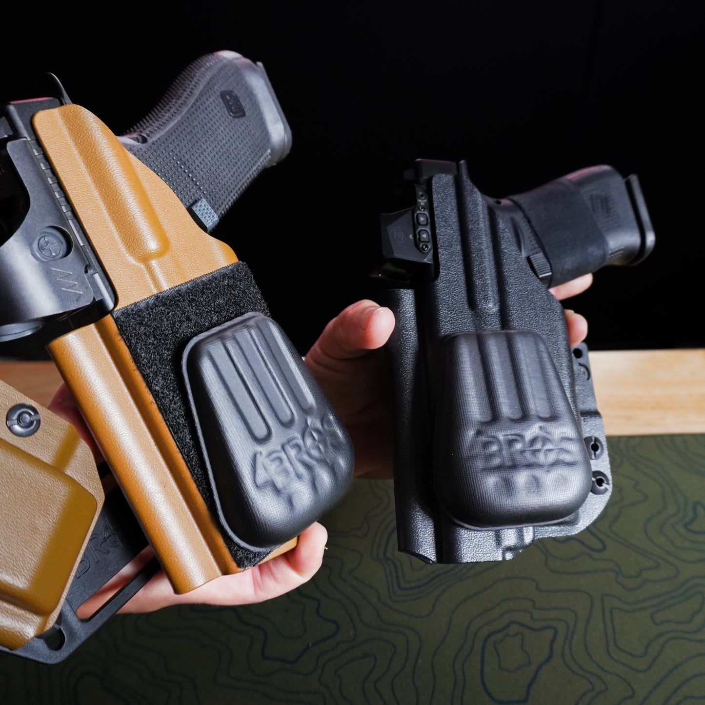 4Bros Holster Wedge installed on an appendix carry holster worn Inside Waistband