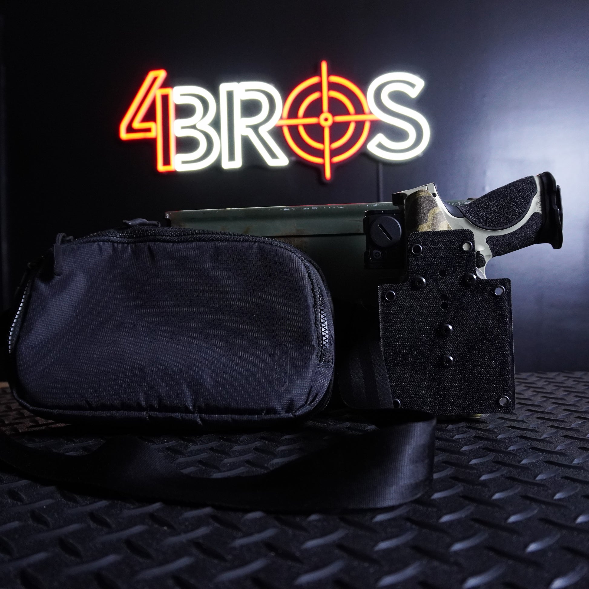4BROS Hook & Loop Holster Mount fits Velcro-compatible backpack and sling bag panels for reliable EDC carry