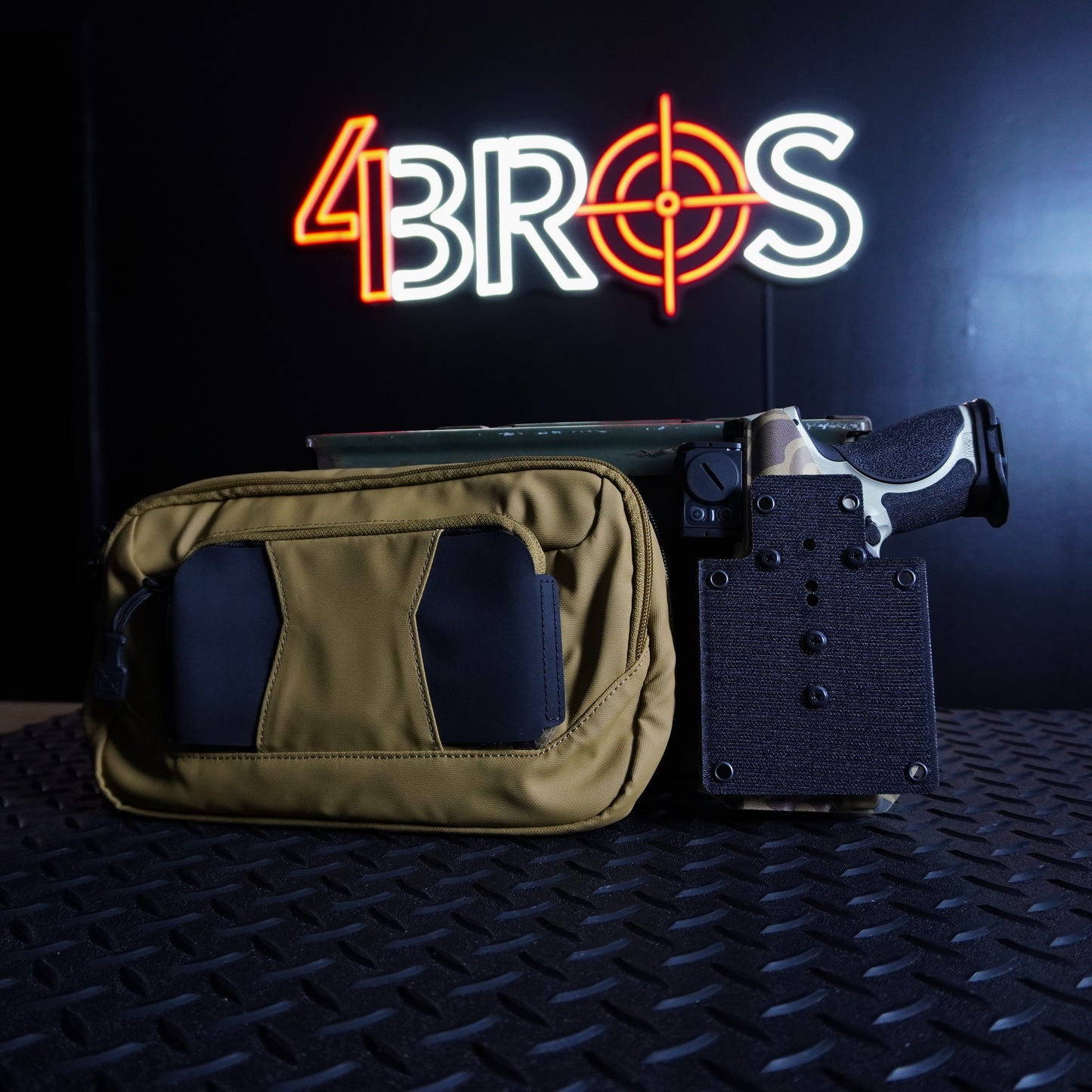 4BROS Hook & Loop Holster Mount fits Velcro-compatible backpack and sling bag panels for reliable EDC carry