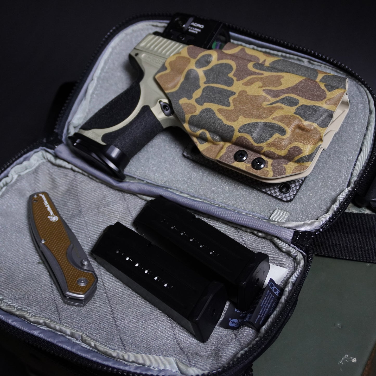 4BROS Hook & Loop Holster Mount fits Velcro-compatible backpack and sling bag panels for reliable EDC carry