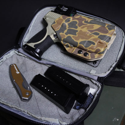 4BROS Hook & Loop Holster Mount fits Velcro-compatible backpack and sling bag panels for reliable EDC carry