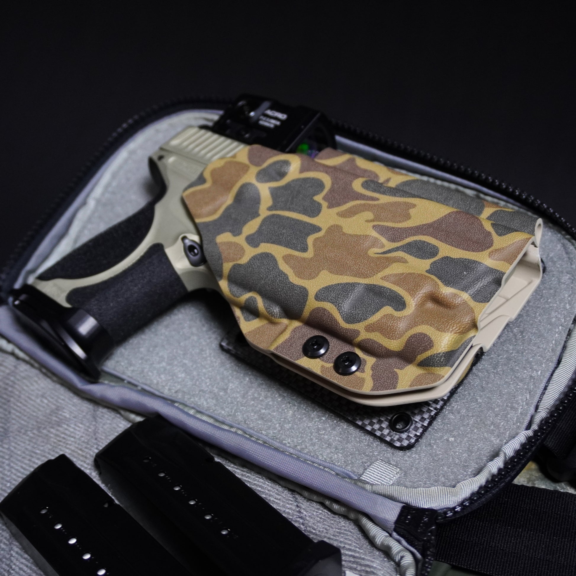 4BROS Hook & Loop Holster Mount fits Velcro-compatible backpack and sling bag panels for reliable EDC carry