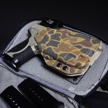 4BROS Hook & Loop Holster Mount fits Velcro-compatible backpack and sling bag panels for reliable EDC carry