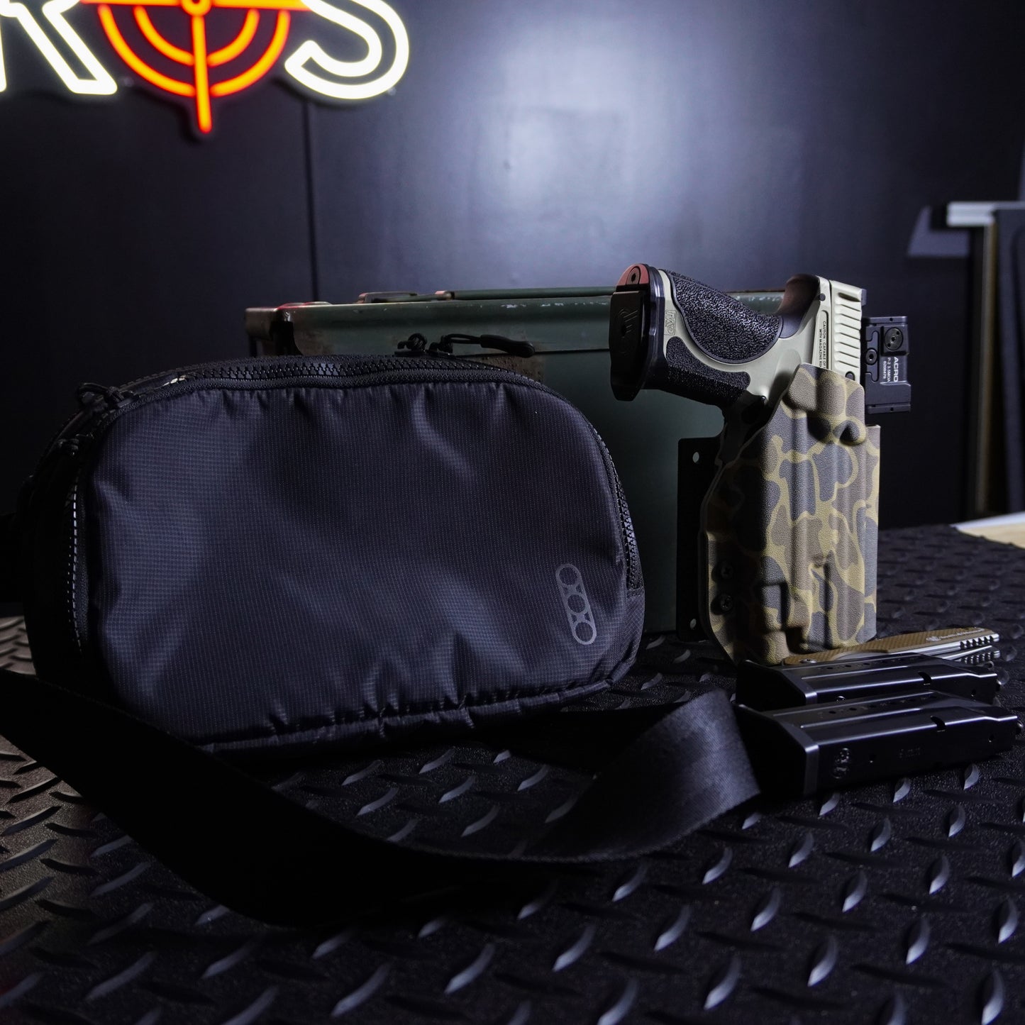 4BROS Hook & Loop Holster Mount fits Velcro-compatible backpack and sling bag panels for reliable EDC carry