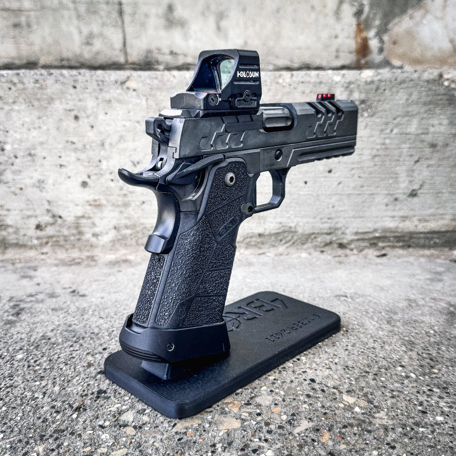 3D printed Kimber 2K11 pistol stand made from durable PETG. Perfect for firearm display, gun safe storage, and organizing your Kimber 2K11.
