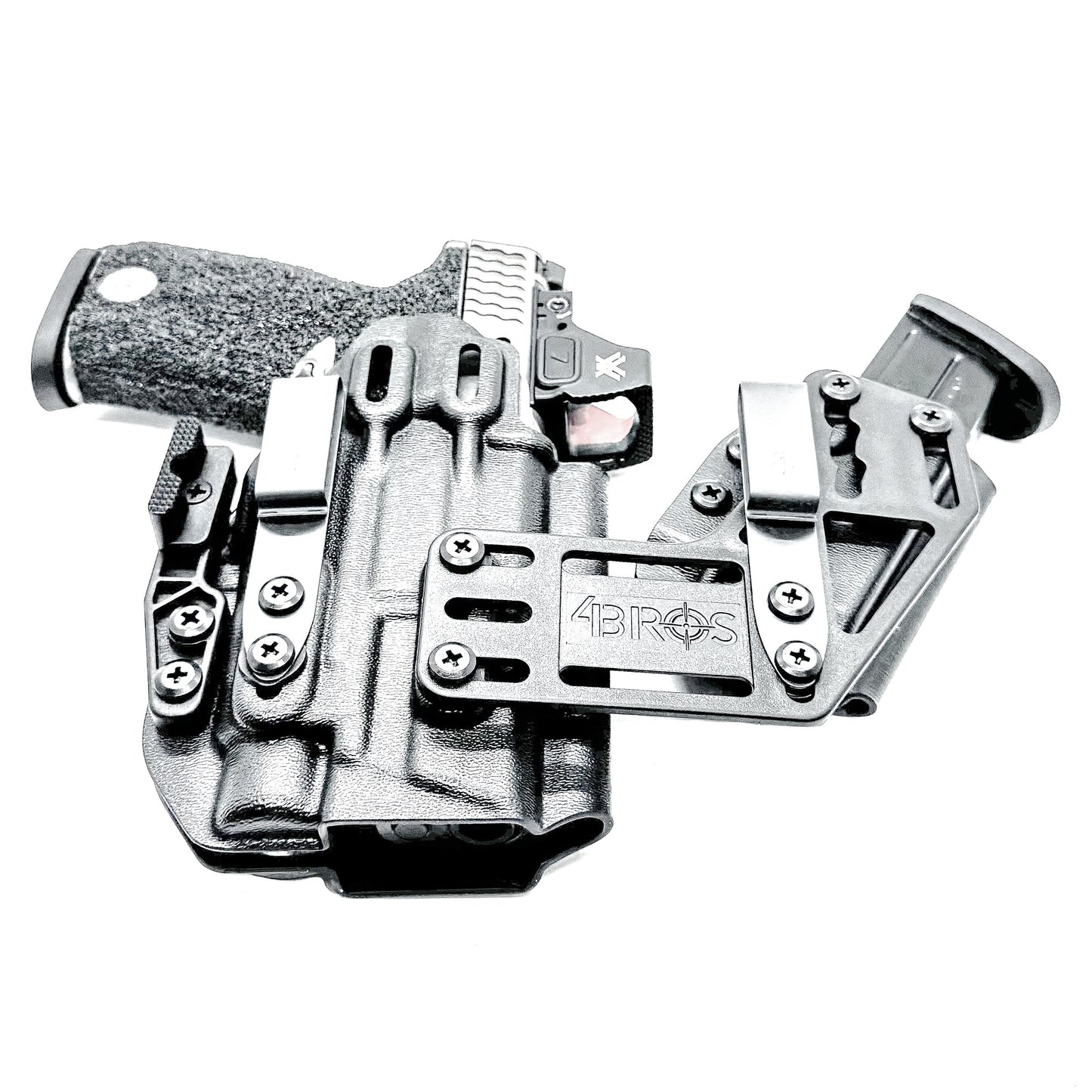 4BROS Smith & Wesson RaceCar Appendix Rig combines comfortable Inside Waistband carry with an adjustable IWB appendix holster for concealed carry.