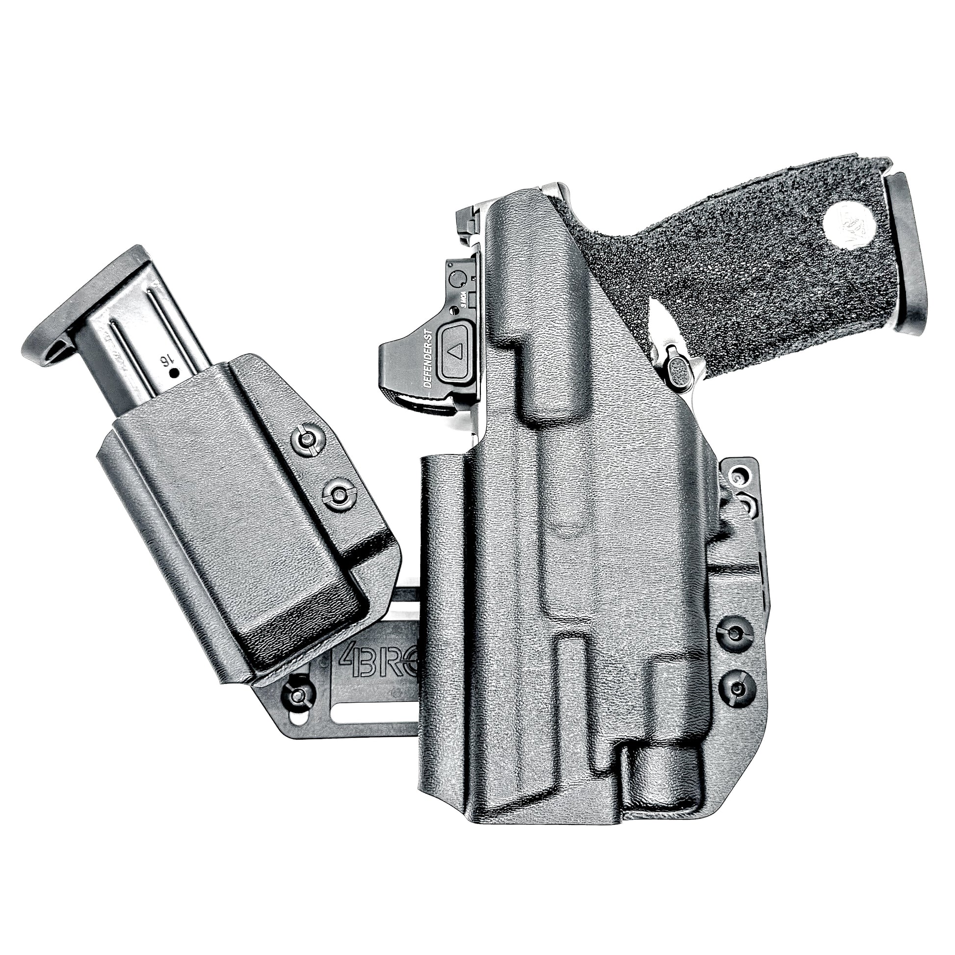 4BROS Smith & Wesson RaceCar Appendix Rig combines comfortable Inside Waistband carry with an adjustable IWB appendix holster for concealed carry.