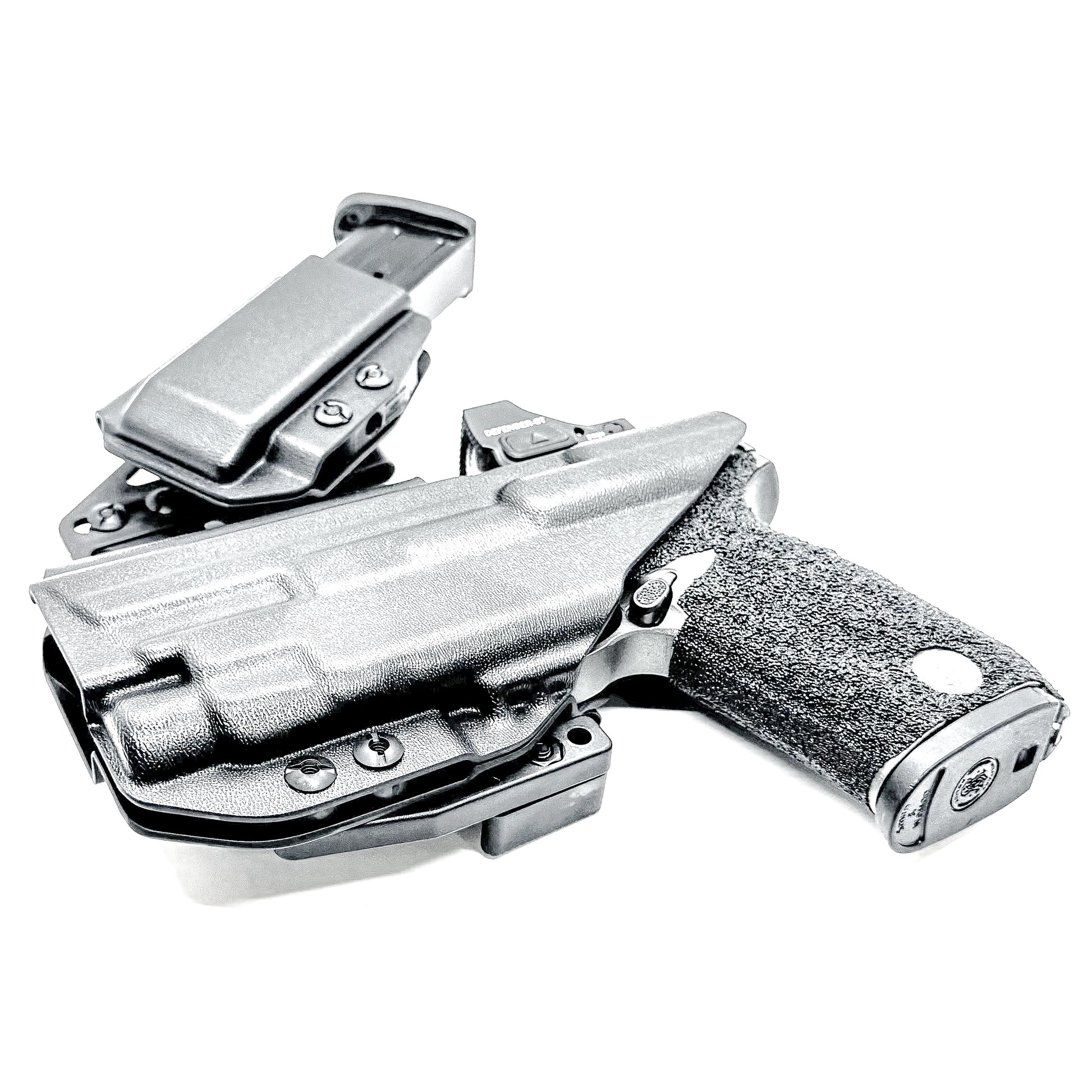 4BROS Smith & Wesson RaceCar Appendix Rig combines comfortable Inside Waistband carry with an adjustable IWB appendix holster for concealed carry.