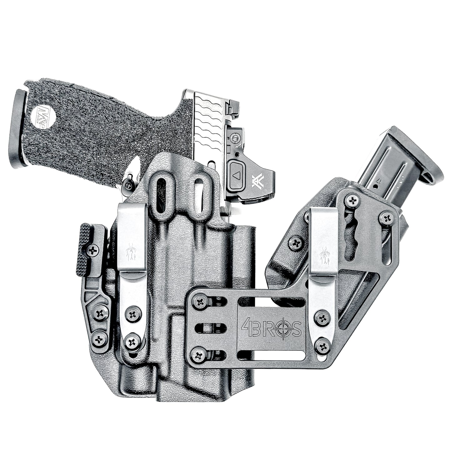 4BROS Smith & Wesson RaceCar Appendix Rig combines comfortable Inside Waistband carry with an adjustable IWB appendix holster for concealed carry.