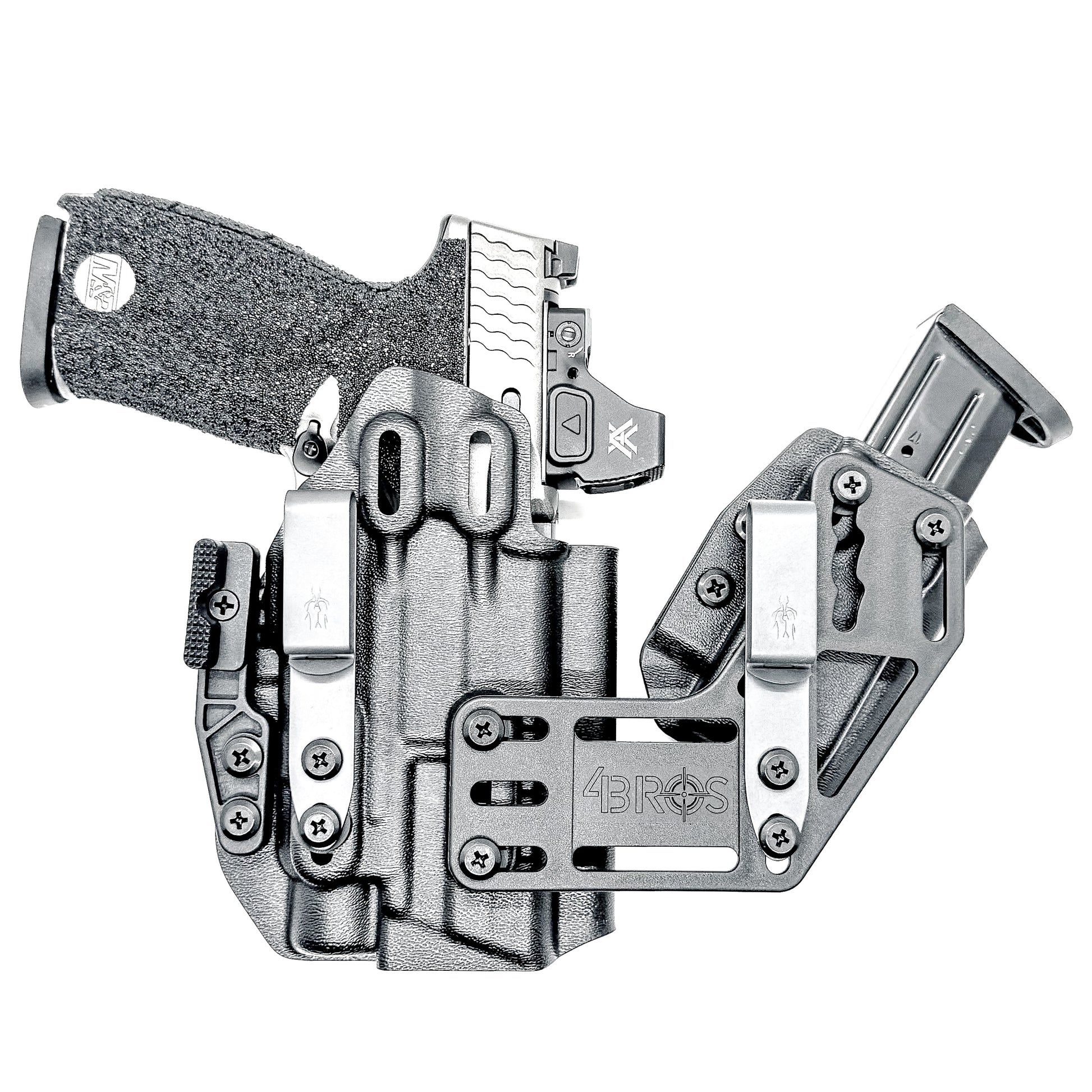 4BROS Smith & Wesson RaceCar Appendix Rig combines comfortable Inside Waistband carry with an adjustable IWB appendix holster for concealed carry.