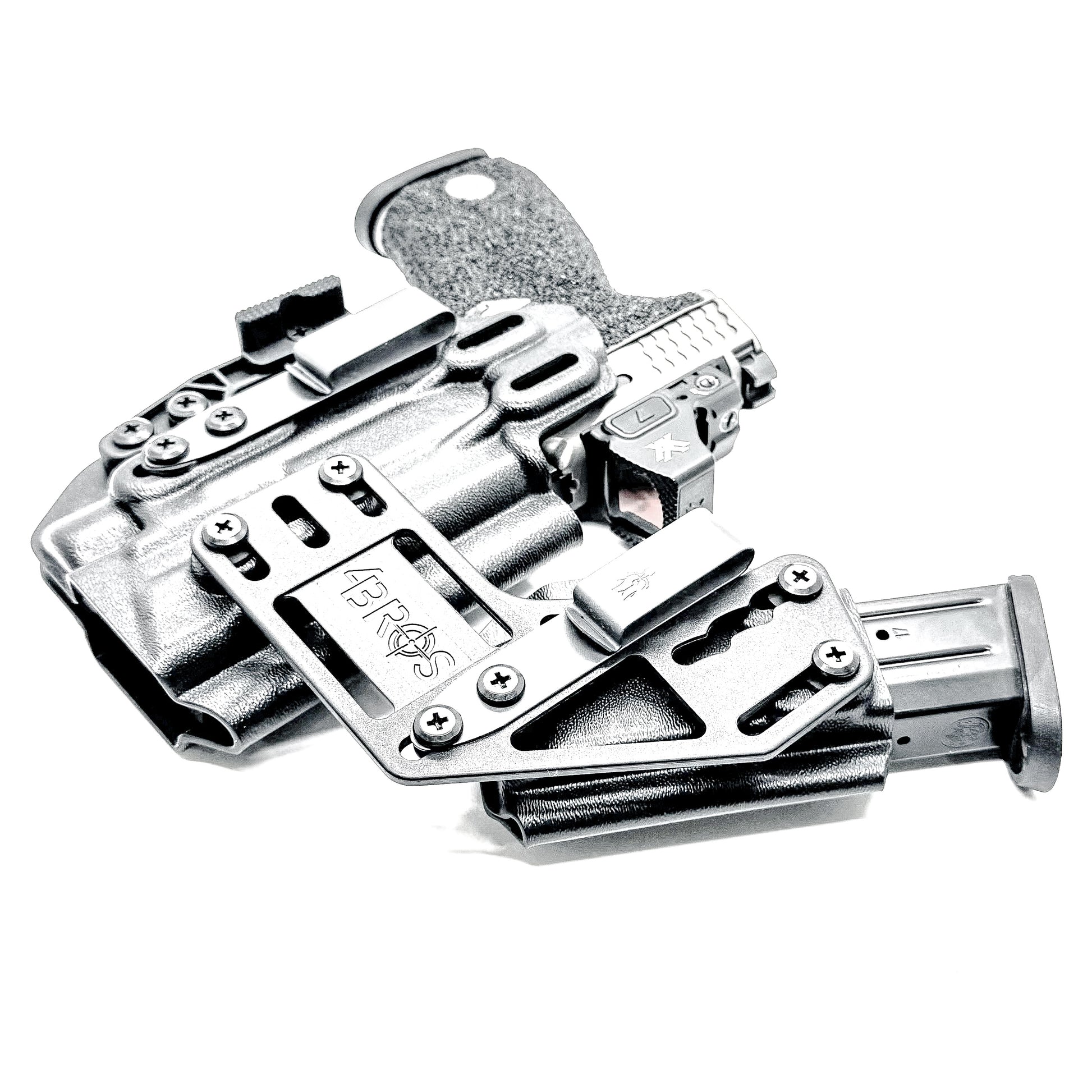 4BROS Smith & Wesson RaceCar Appendix Rig combines comfortable Inside Waistband carry with an adjustable IWB appendix holster for concealed carry.
