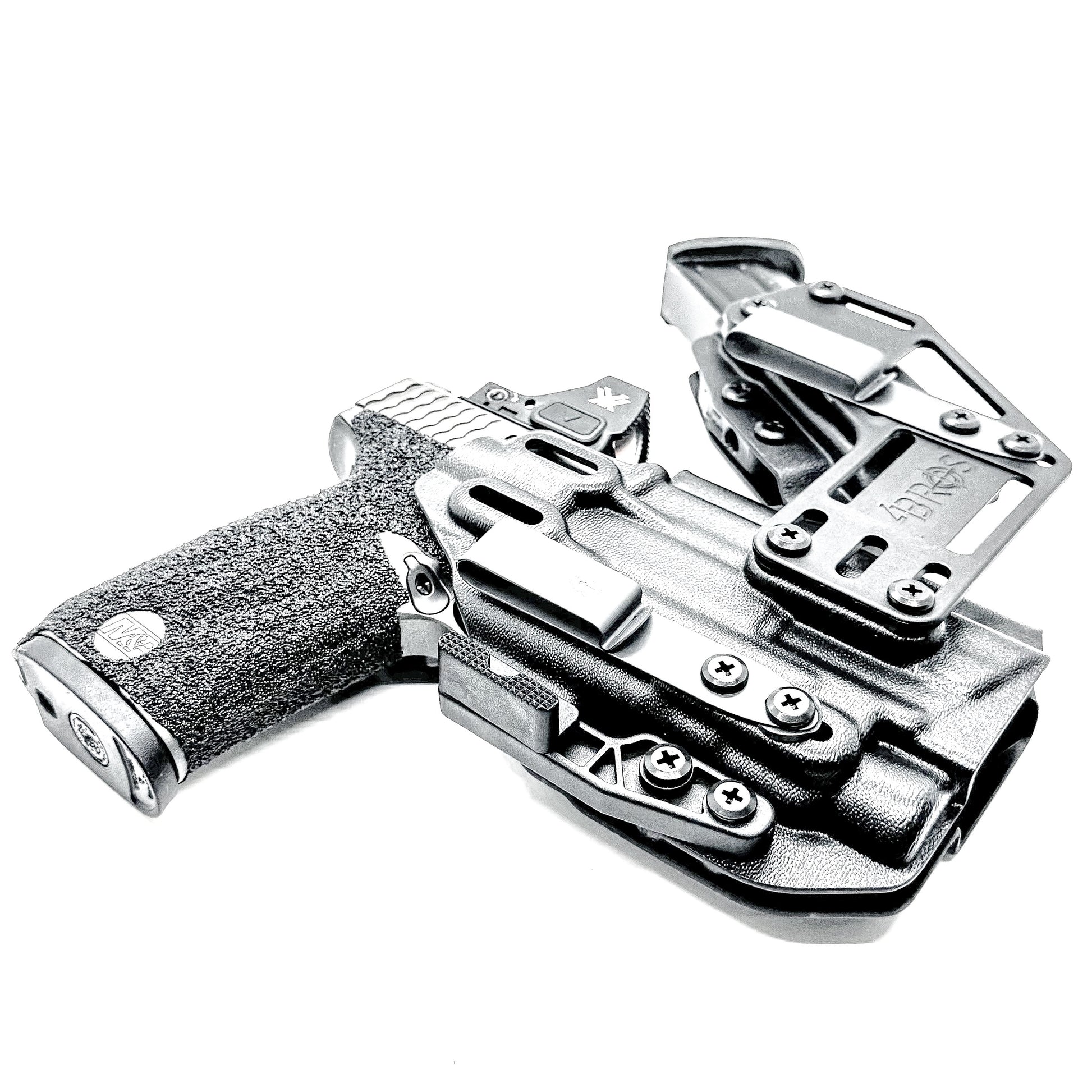 4BROS Smith & Wesson RaceCar Appendix Rig combines comfortable Inside Waistband carry with an adjustable IWB appendix holster for concealed carry.