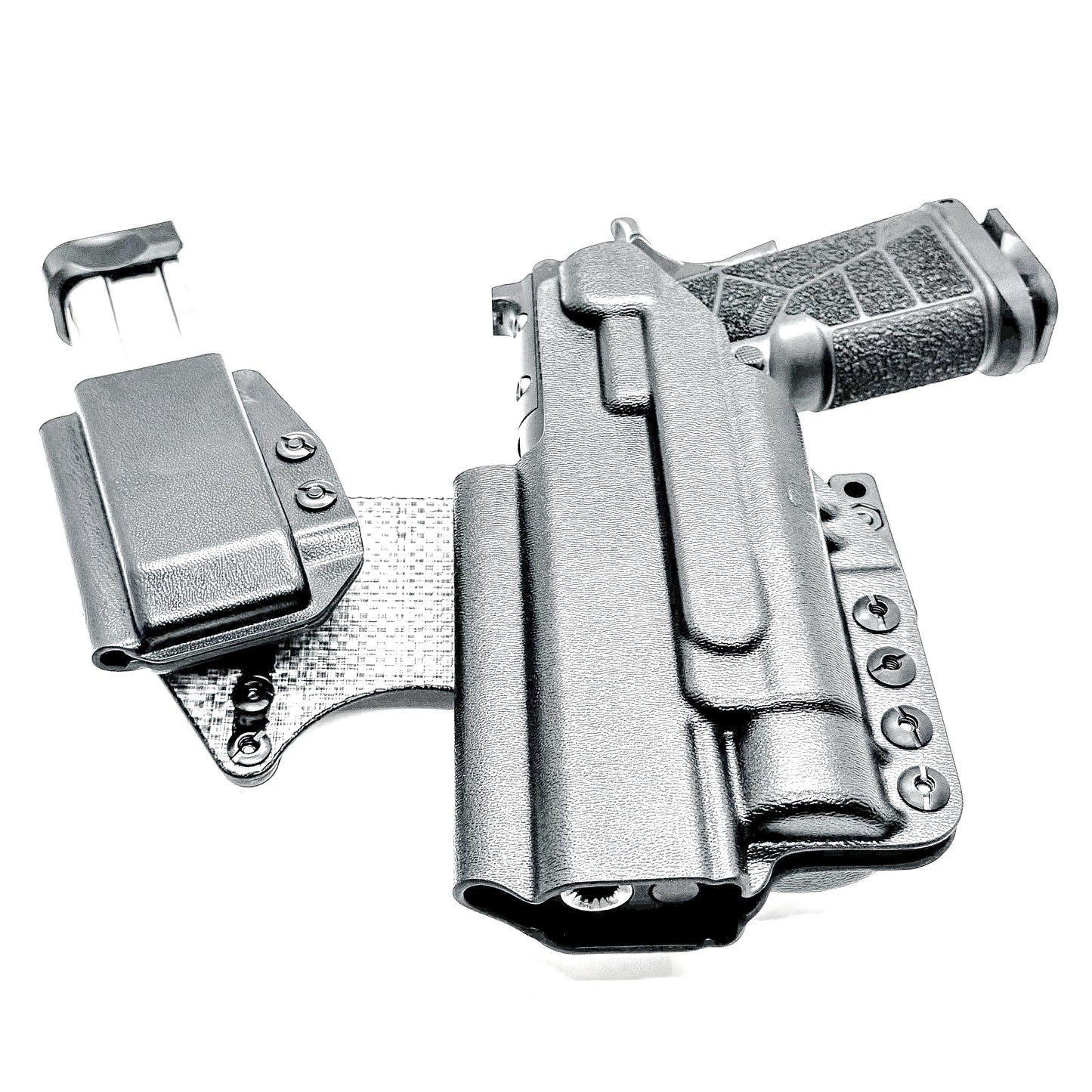 Kimber IWB holster. Inside Waistband DadBod appendix holster with adjustable sidecar, light-bearing compatibility, and all-day comfort.