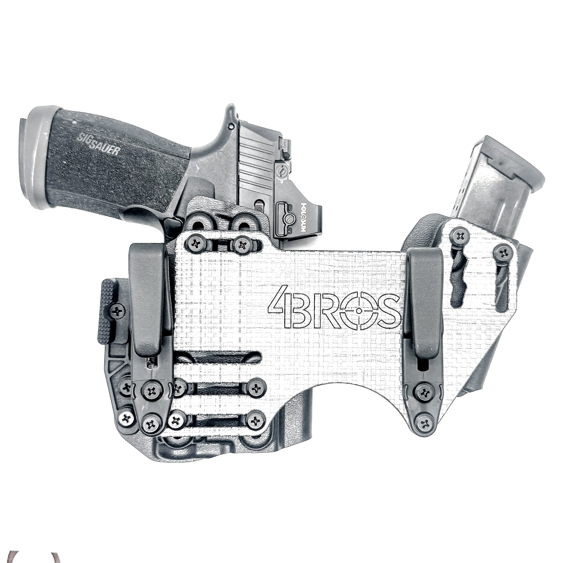 The 4Bros Holsters Sig Sauer Dadbod Appendix Rig offers comfort, secure retention, and better concealment for bigger guys who carry pistols appendix. Made in the USA