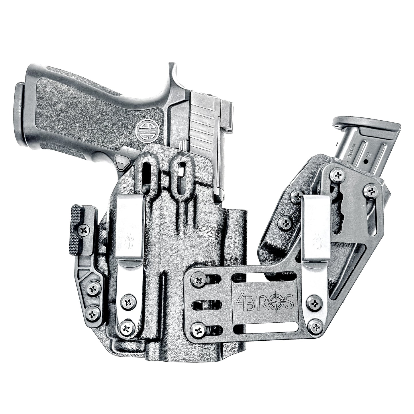 4BROS Sig Sauer P320 RaceCar Appendix Rig combines comfortable Inside Waistband carry with an adjustable IWB appendix holster for concealed carry.