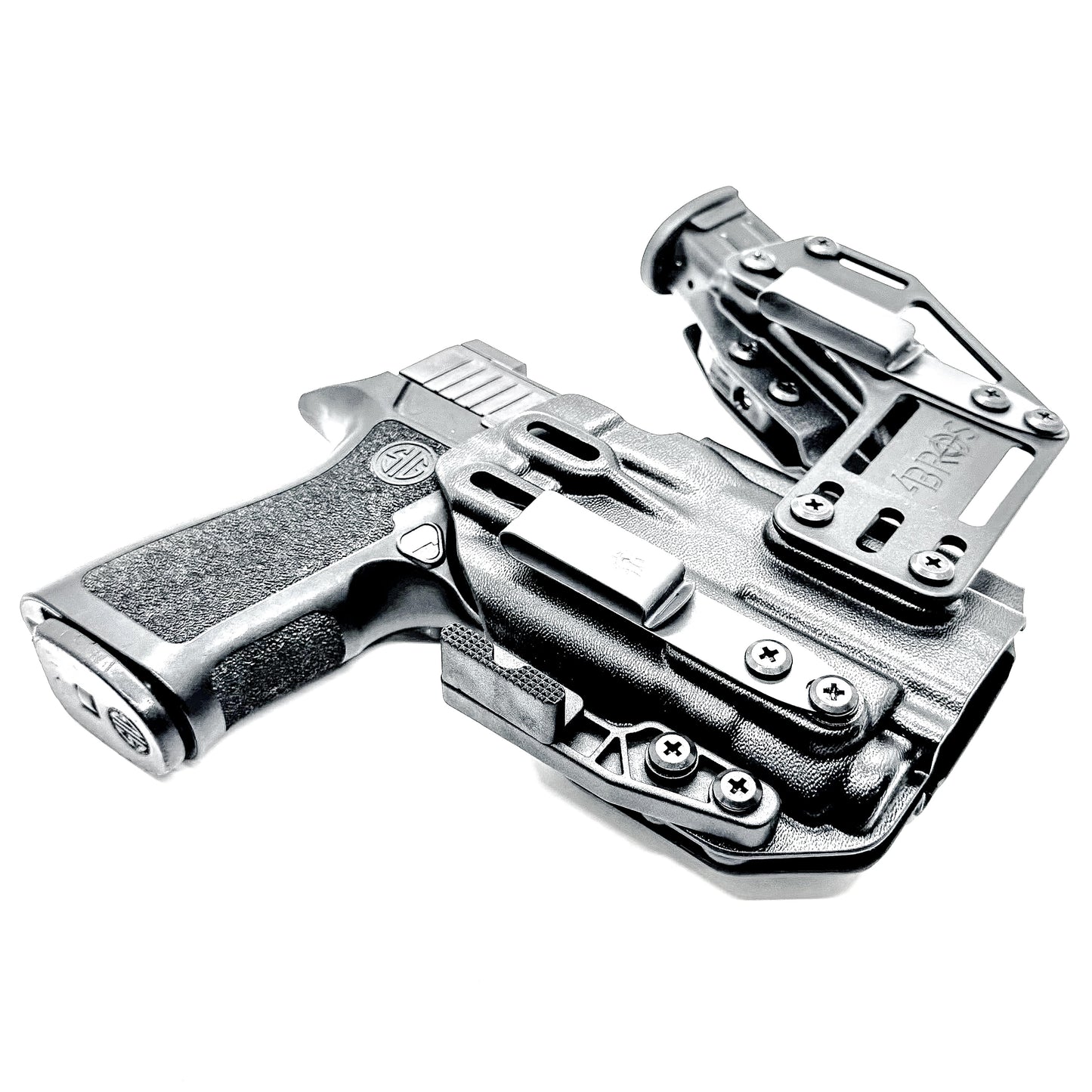 4BROS Sig Sauer P320 RaceCar Appendix Rig combines comfortable Inside Waistband carry with an adjustable IWB appendix holster for concealed carry.