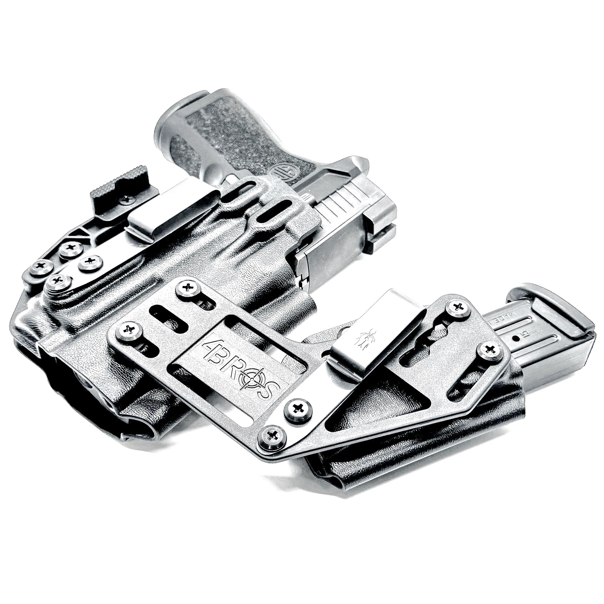 4BROS Sig Sauer P320 RaceCar Appendix Rig combines comfortable Inside Waistband carry with an adjustable IWB appendix holster for concealed carry.