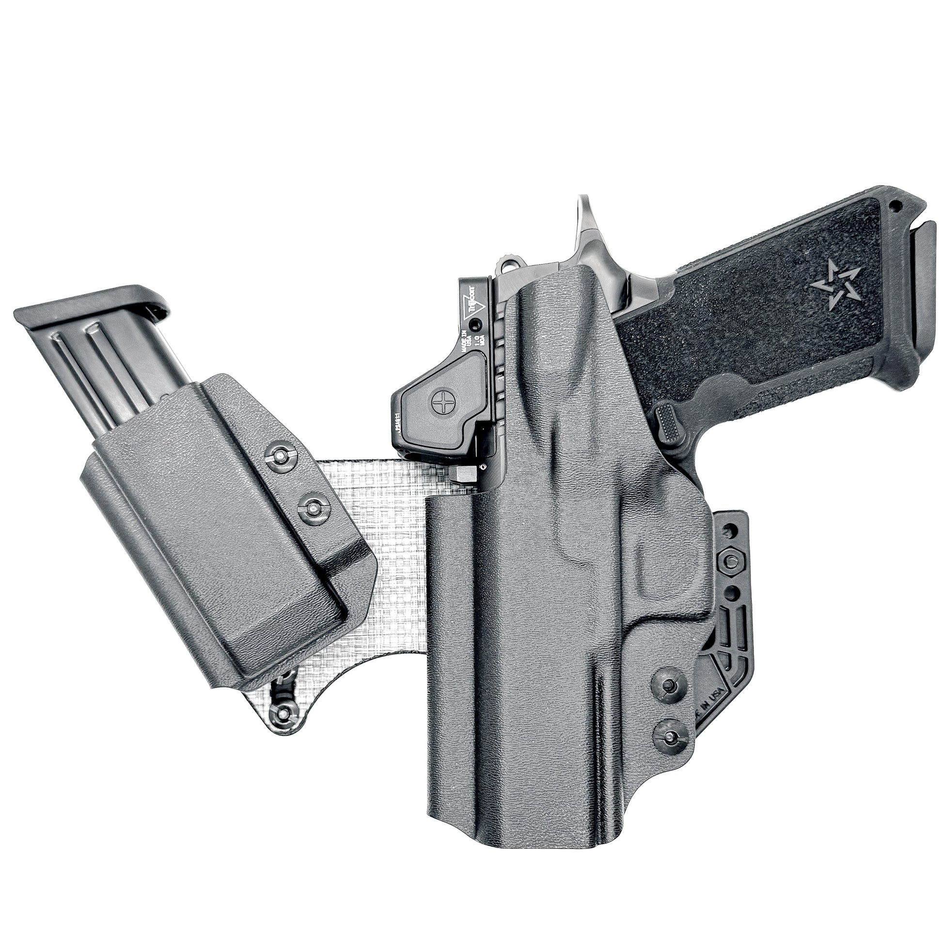 The 4Bros Holsters Staccato Dadbod Appendix Rig offers comfort, secure retention, and better concealment for bigger guys who carry pistols appendix. Made in the USA