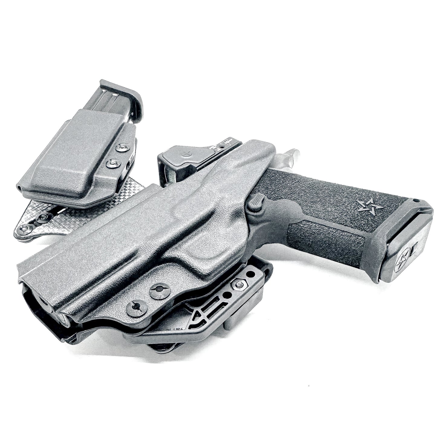 The 4Bros Holsters Staccato Dadbod Appendix Rig offers comfort, secure retention, and better concealment for bigger guys who carry pistols appendix. Made in the USA
