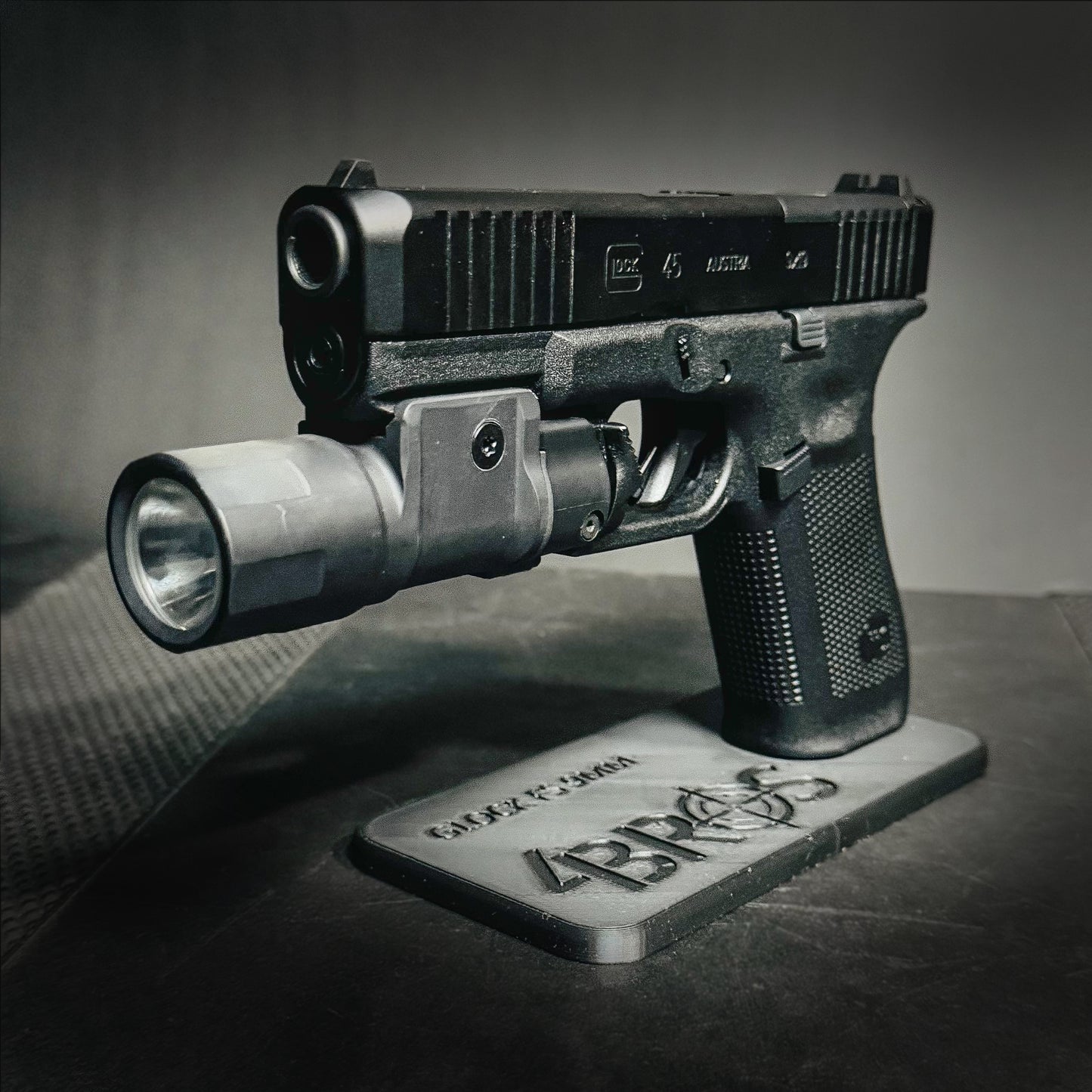 3D-printed Pistol Stand for the Glock 9 mm full-size pistol from Four Brothers Holsters