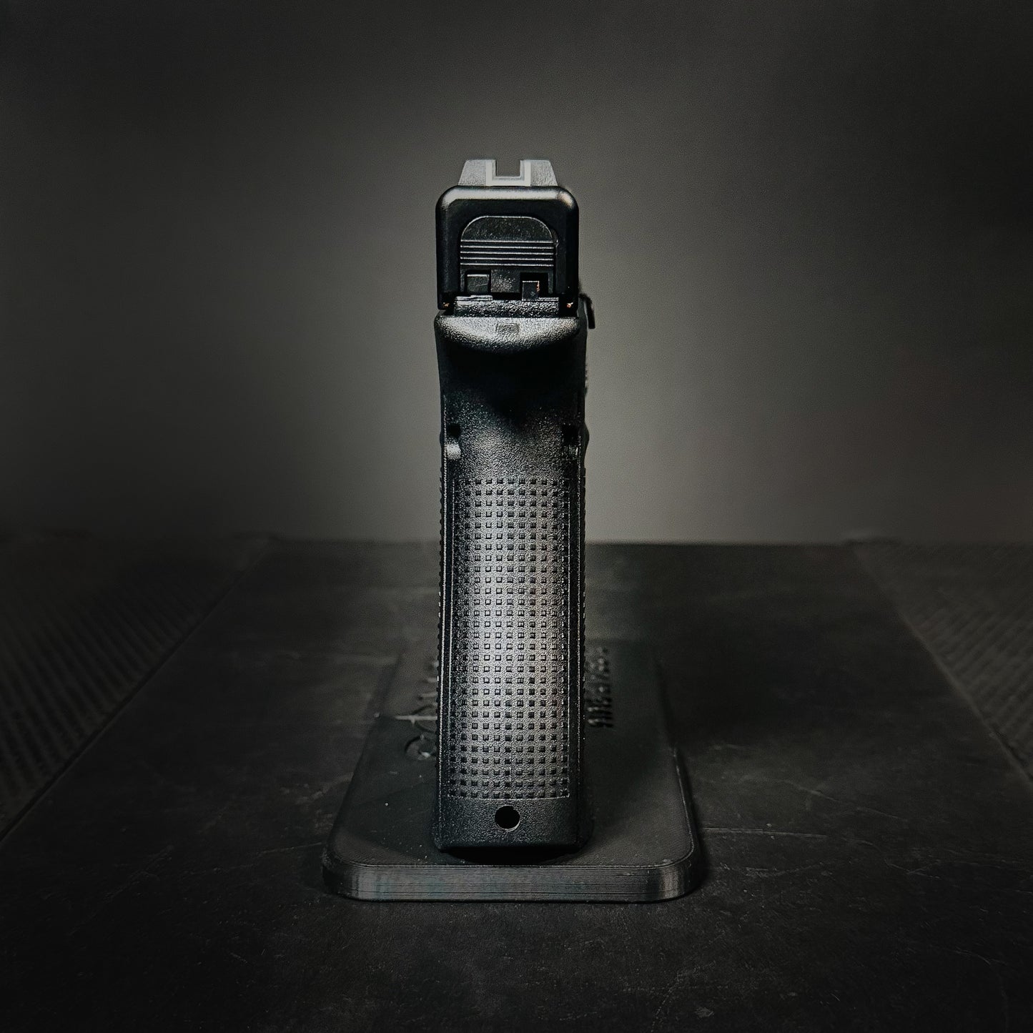 3D-printed Pistol Stand for the Glock 9 mm full-size pistol from Four Brothers Holsters
