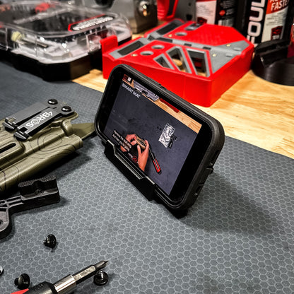 Compact smartphone stand designed and produced by Four Brothers Holsters