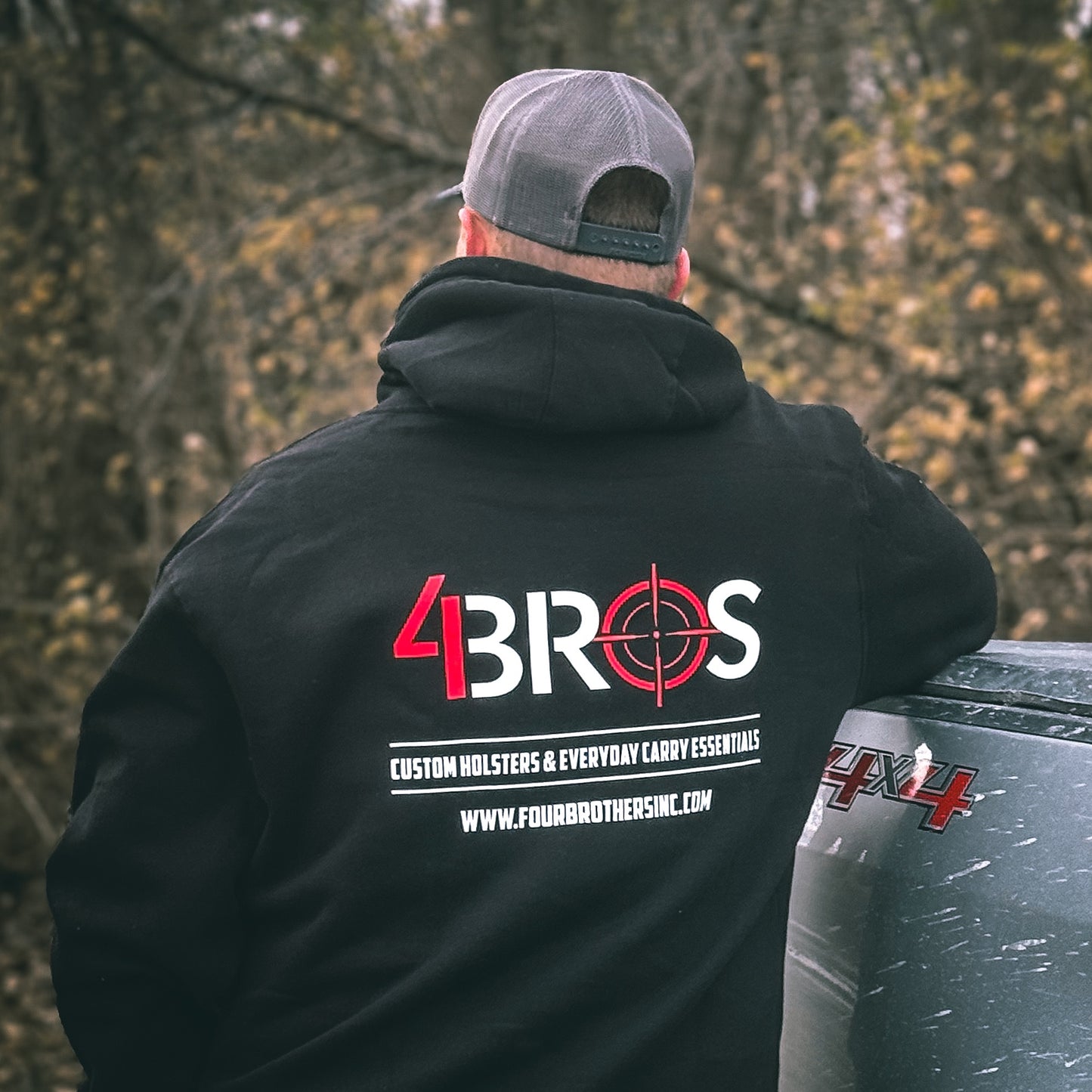 Introducing the Four Brothers Holsters Classic Mid-Weight Black Hoodie designed for comfort, style, warmth, concealed carry, and sustainability. Made in the USA