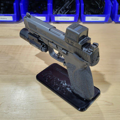 For the best 3D-printed Smith & Wesson 10mm pistol stand, perfect for storing and displaying your favorite handgun, shop Four Brothers Holsters. Printed in the USA with PETG plastic. This is a must-have for anyone wanting to display their favorite 10mm S&W handgun. It works well for storing handguns in a gun safe.