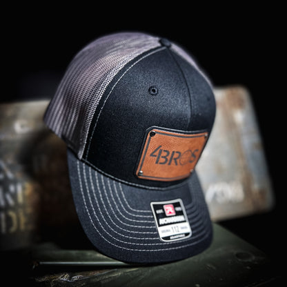 The 4Bros Trucker hat isn't your most expensive, stay at home, clean for the weekend hat. It is intended to be your everyday hat, just like our holsters. Take it with you everywhere. The more wear it has and the dirtier it gets, the better it looks. 4Bros Laser Engraved Leather Logo, Comfort fit, and Snapback closure.