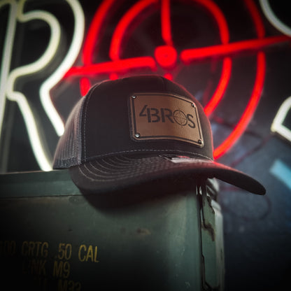 The 4Bros Trucker hat isn't your most expensive, stay at home, clean for the weekend hat. It is intended to be your everyday hat, just like our holsters. Take it with you everywhere. The more wear it has and the dirtier it gets, the better it looks. 4Bros Laser Engraved Leather Logo, Comfort fit, and Snapback closure.