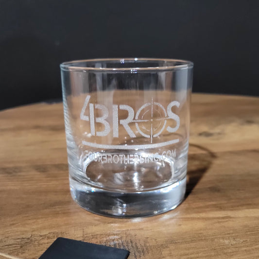 Experience elegance with the Four Brothers Holsters Engraved Whiskey Glass. Made from premium lead-free crystal, this glass features our exclusive logo, offering durability and sophistication. Perfect for whiskey, bourbon, and scotch. An ideal gift for any occasion. Elevate your drinking moments with 4BROS.