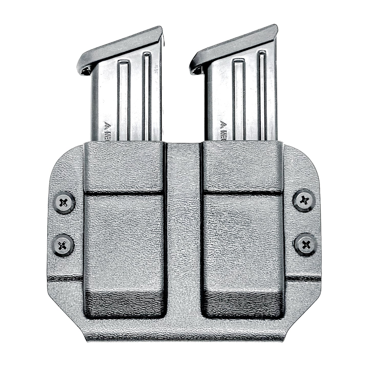 Durable OWB dual magazine holster, fits 9mm and .40 S&W mags from Glock, Sig, Staccato, and more.