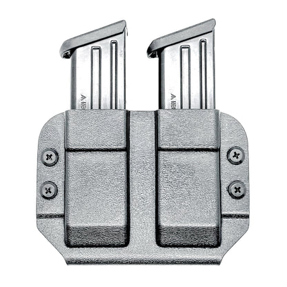 Durable OWB dual magazine holster, fits 9mm and .40 S&W mags from Glock, Sig, Staccato, and more.